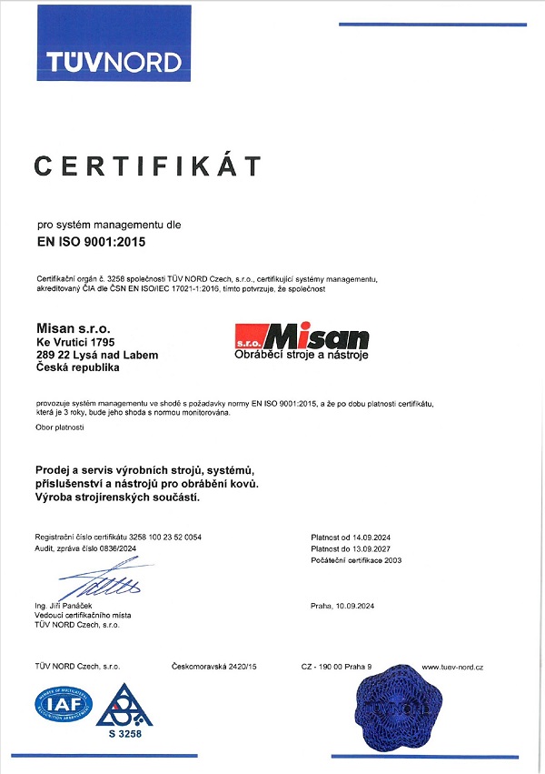 Certifikt ISO9001